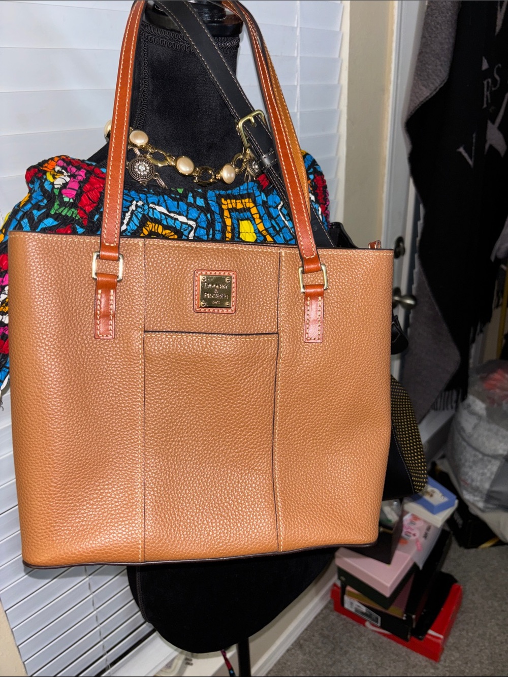 NWOT Dooney & Bourke Brown Leather Tote Bag & NWOT Pyramid drawstring bundle